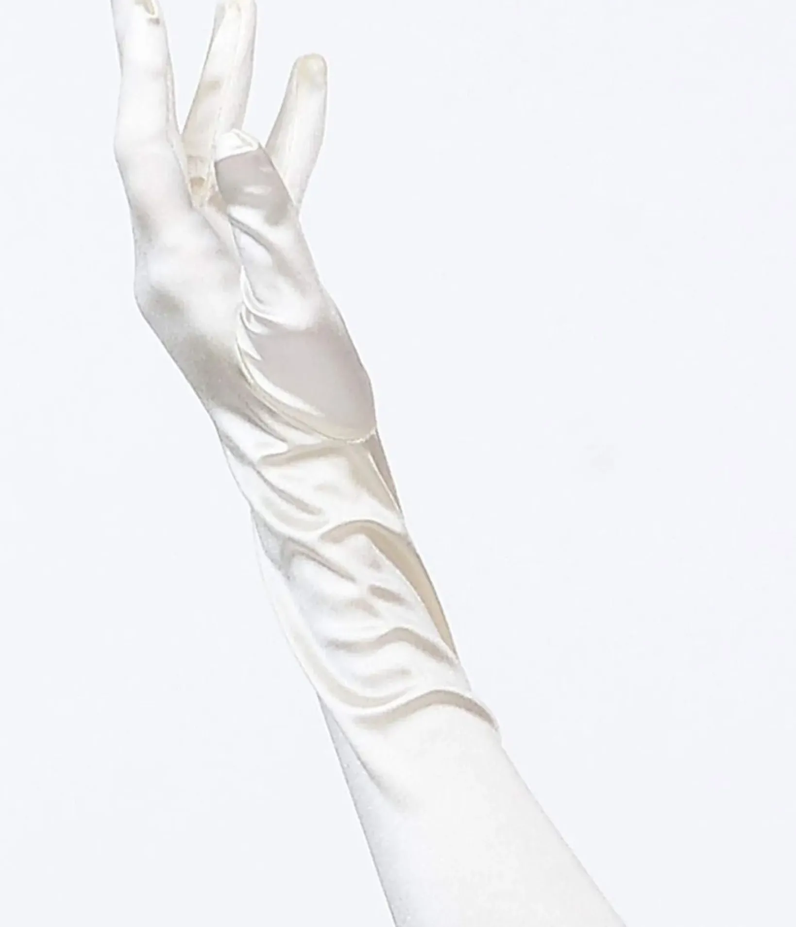 Unique Vintage Special Occasion|Prom Accessories>Ivory Satin 23'' Opera Length Gloves