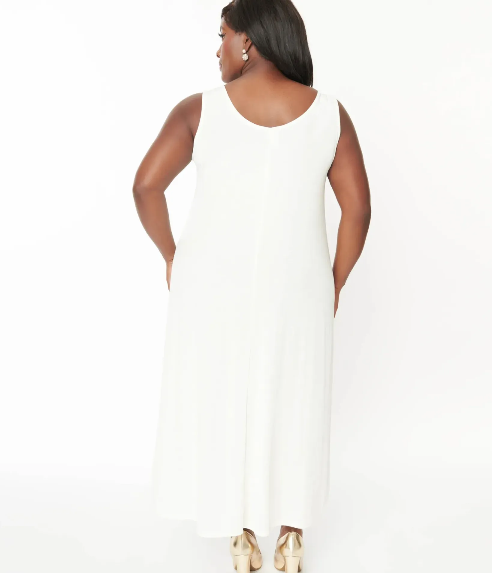 Unique Vintage Maxi|Midi & Maxi>Ivory Slip Maxi Dress