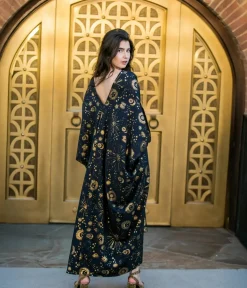 Unique Vintage Maxi|Caftans>Jennafer Grace Black & Gold Celestia Caftan
