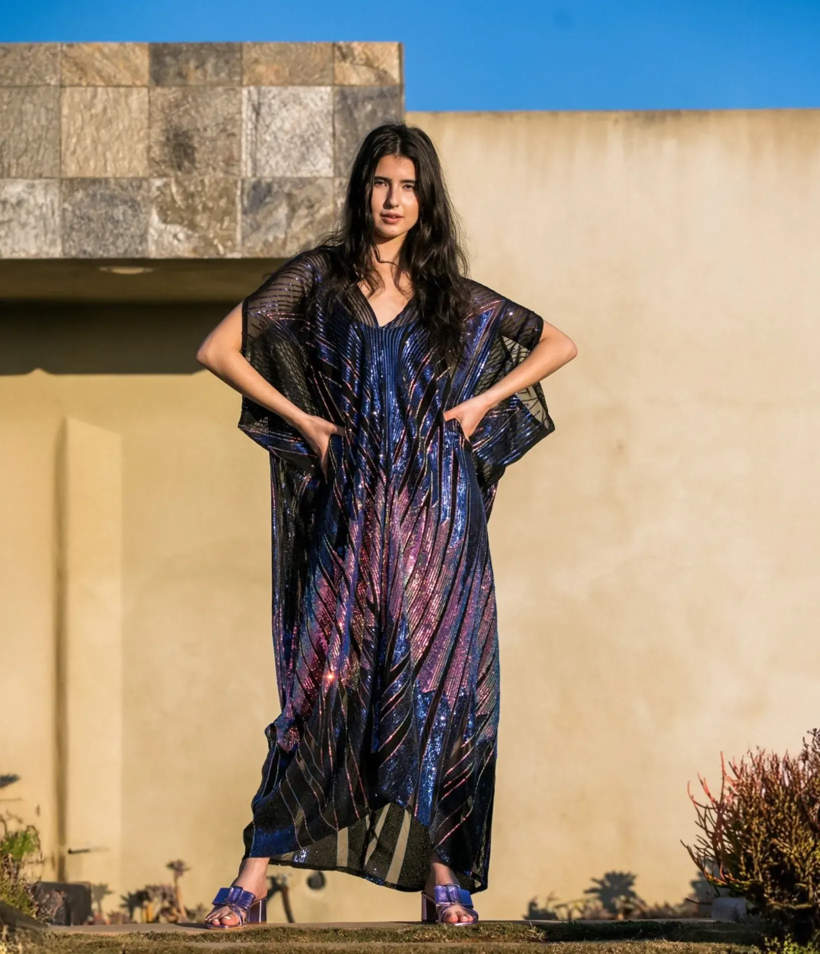 Unique Vintage Maxi|Caftans>Jennafer Grace Midnight Lotus Sequin Caftan