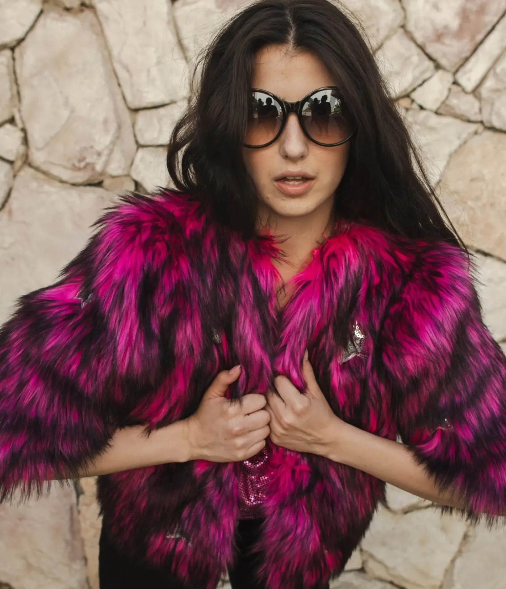Unique Vintage Coats & Jackets|All Things Pink>Jennafer Grace Monster Pink Planet Queen Faux Fur Jacket