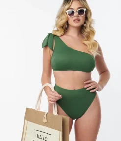 Unique Vintage Swim Bottoms|Two Piece Swim>Kingdom & State Green Texture Swim Bottoms