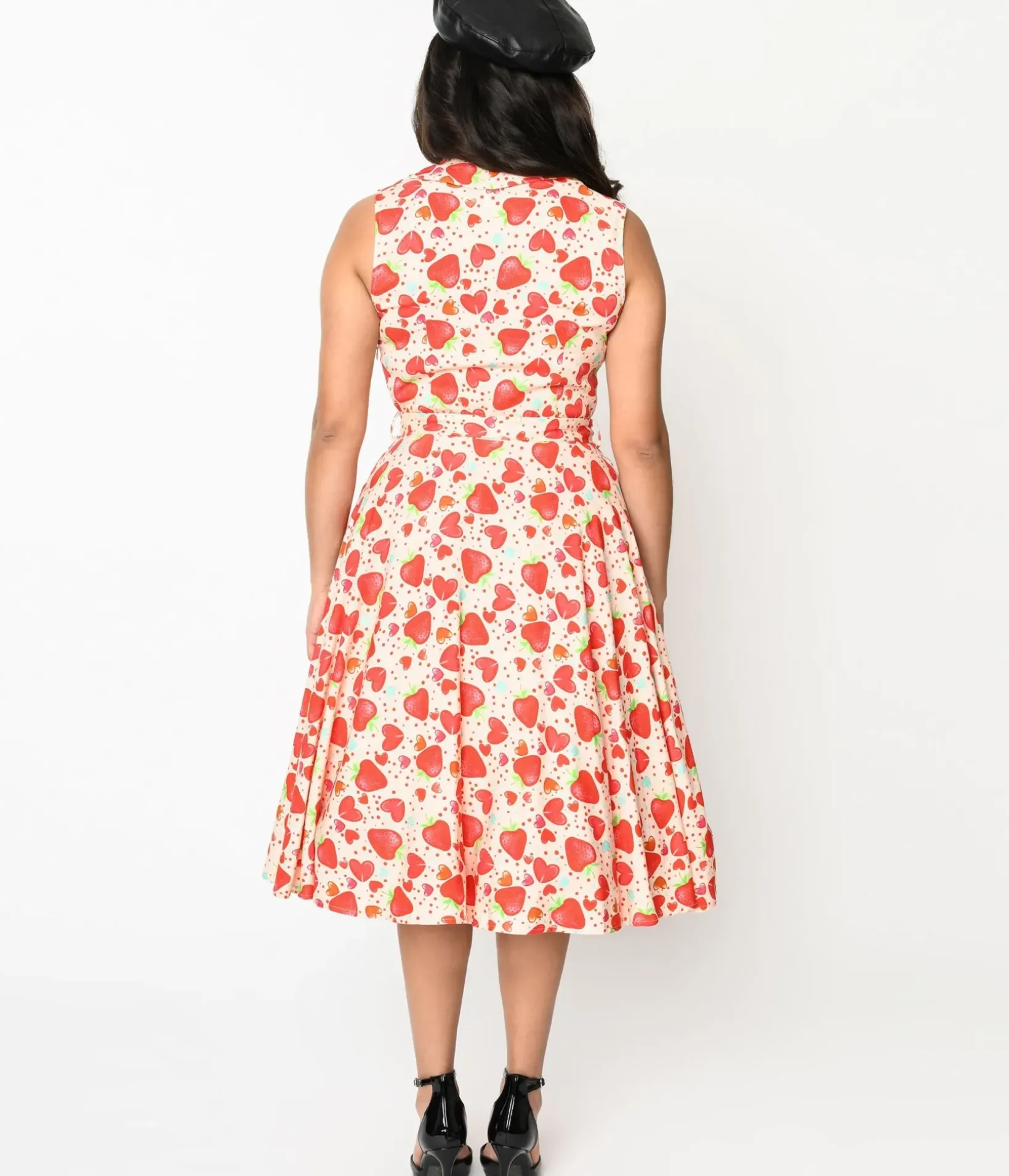 Unique Vintage Swing|Pocket Dresses>Light Pink Strawberry Love Swing Dress