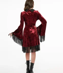 Unique Vintage Everyday Dresses|Disney Bounding>Lively Ghosts Red Velvet Fringe Moon Dress