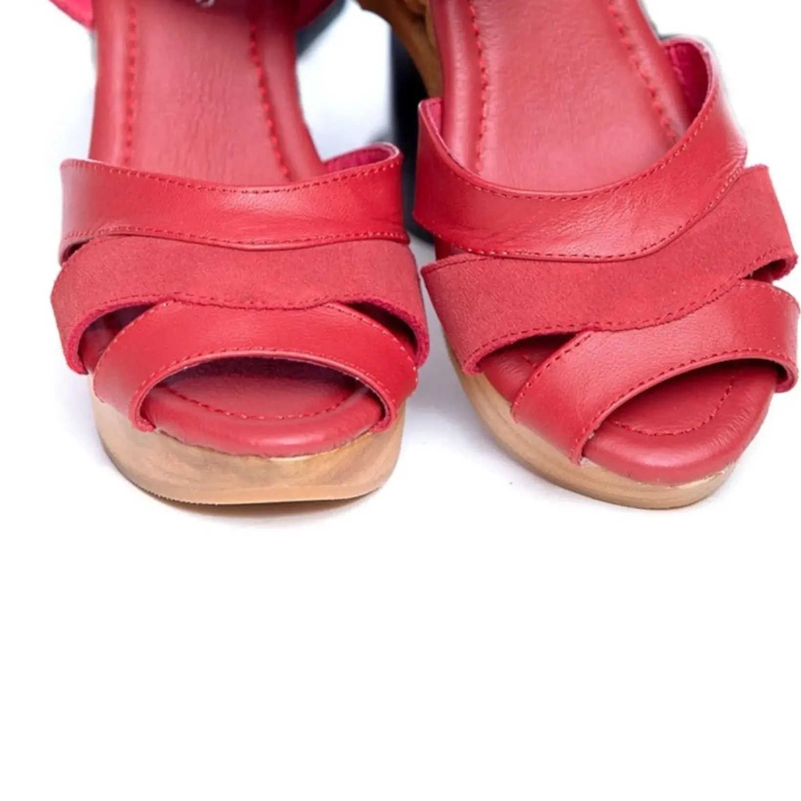 Unique Vintage Heels|Wedges>Lucky Lou Shoes Pagoda Red Suede Wedges