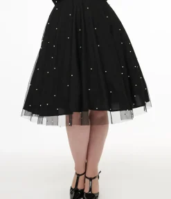 Unique Vintage Skirts|Skirts>Magnolia Place Plus Size Black & Faux Pearl Sally Swing Skirt