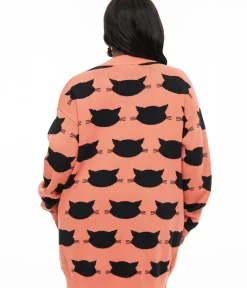 Unique Vintage Sweaters & Cardigans|Halloween>Magnolia Place Plus Size Orange & Black Cat Cardigan