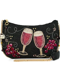 Unique Vintage Novelty Bags>Mary Frances Bordeaux Beaded Handbag