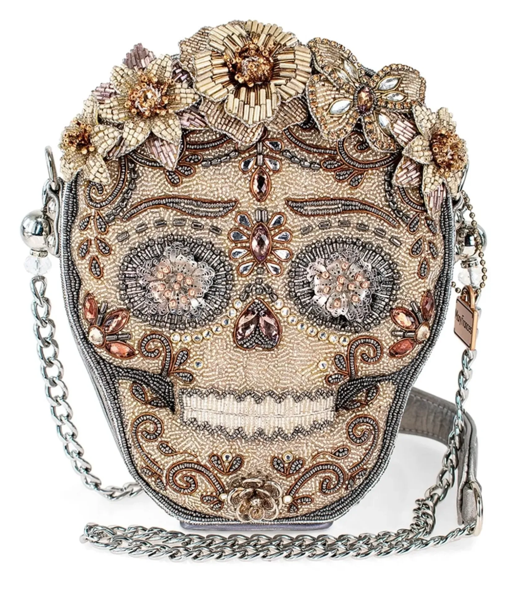 Unique Vintage Novelty Bags>Mary Frances Shining Skull Crossbody Handbag