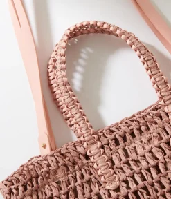 Unique Vintage All Things Pink|Honeymoon Outfits>Mauve Pink Straw Tote Bag