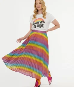 Unique Vintage Midi|Skirts>Metallic Rainbow Always Stand Out Midi Skirt