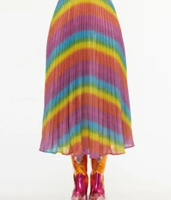 Unique Vintage Midi|Skirts>Metallic Rainbow Always Stand Out Midi Skirt