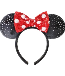 Unique Vintage All Things Red|Headbands>Minnie Mouse Black & Red Sequin Plush Headband