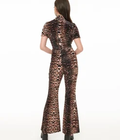 Unique Vintage Rompers & Jumpsuits>Miracle Eye Leopard Print Velvet Jagger Jumpsuit