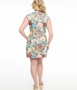 Unique Vintage Pocket Dresses|Everyday Dresses>Multicolor Floral Watercolor Print Shift Dress