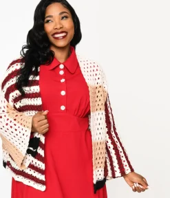 Unique Vintage Sweaters & Cardigans|Sweaters & Cardigans>Multicolor Stripe Open Cardigan