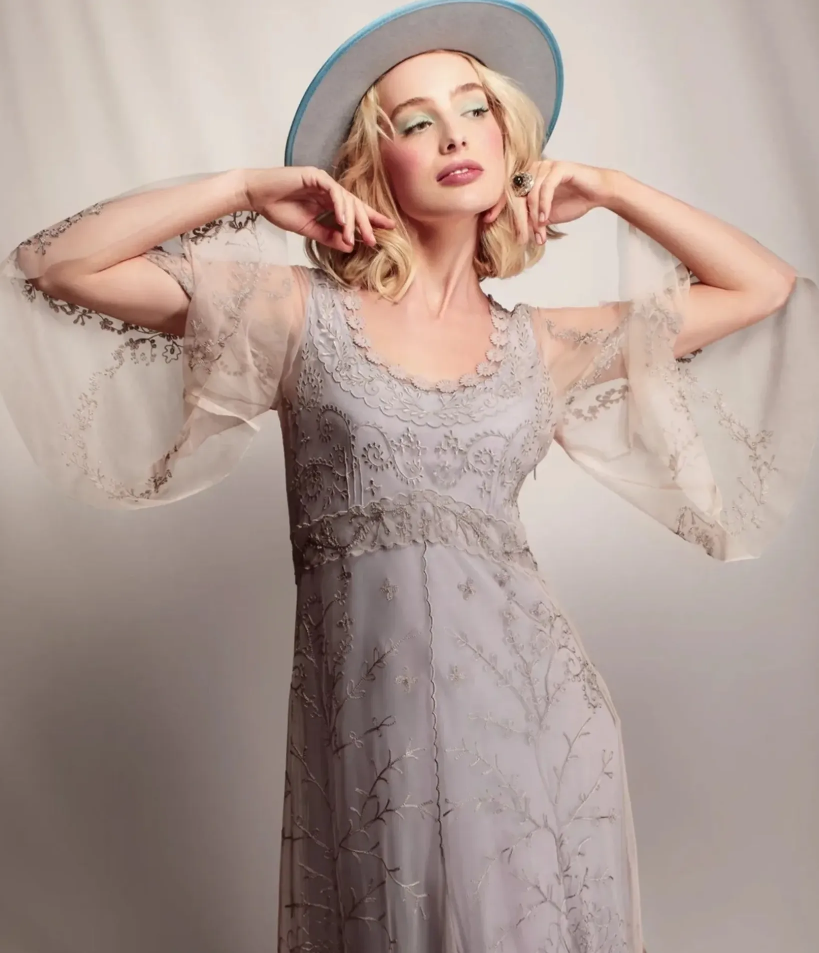 Unique Vintage Special Occasion|Wedding Guest>Nataya Lilac Lace Meadow Delilah Dress