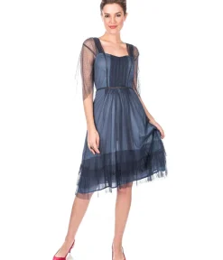 Unique Vintage Special Occasion|Mother Of The Bride & Groom Dresses>Nataya 1920s Indigo Vintage Style Flapper Dress
