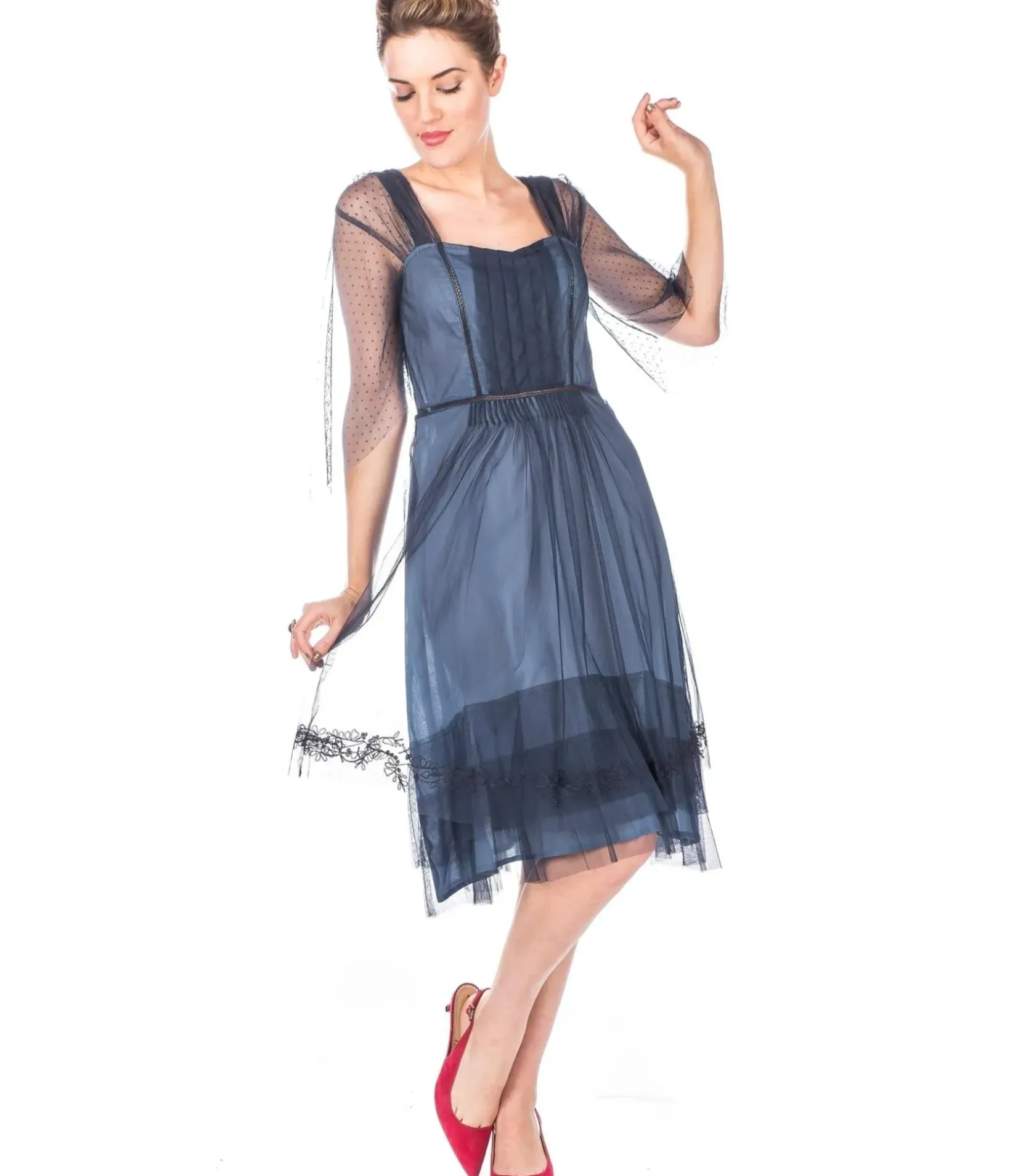 Unique Vintage Special Occasion|Mother Of The Bride & Groom Dresses>Nataya 1920s Indigo Vintage Style Flapper Dress