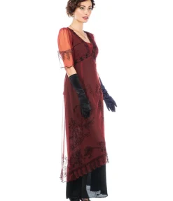 Unique Vintage Special Occasion|Bridesmaid Dresses>Nataya 1920s Style Wine & Black Flapper Dress