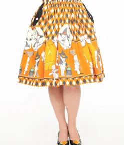 Unique Vintage Skirts|Skirts>Oblong Box Shop Kewpie Vintage Witch Swing Skirt