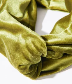Unique Vintage Headbands>Olive Green Plush Velvet Twist Front Headband