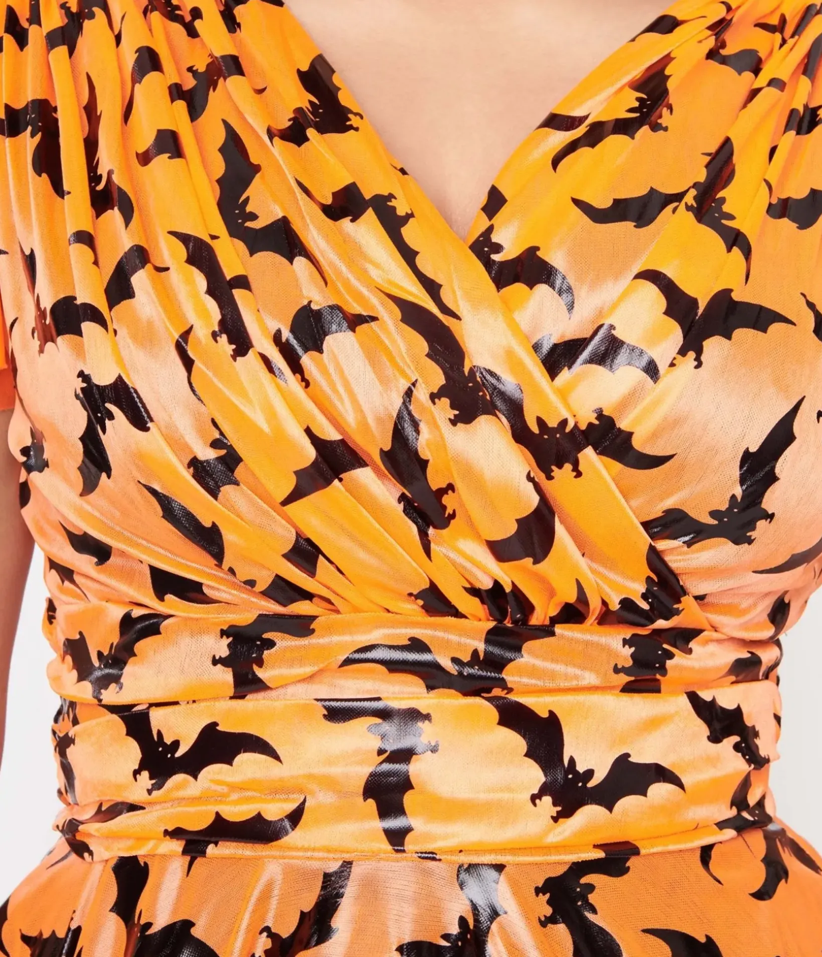 Unique Vintage Swing|Swing>Orange & Black Bat Midori Swing Dress