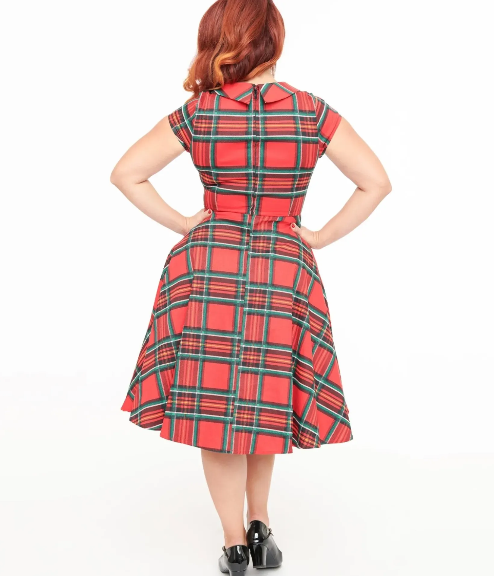 Unique Vintage Swing|Pocket Dresses>Orchid Bloom 1950s Red Plaid Swing Dress