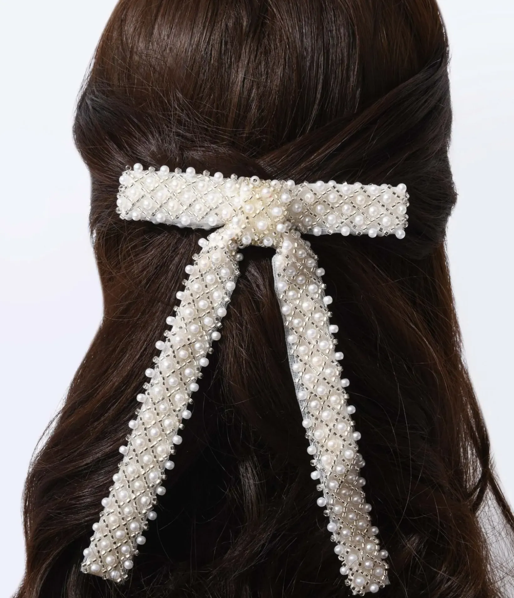 Unique Vintage Bachelorette|Hair Clips>Pearl Bow Barrette