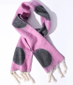 Unique Vintage All Things Pink|Gloves & Scarves>Pink & Grey Large Polka Dot Scarf