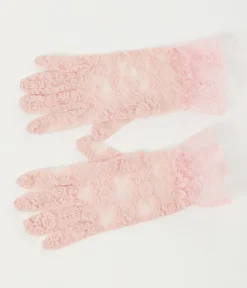 Unique Vintage Special Occasion|All Things Pink>Pink Lace Ruffle Gloves