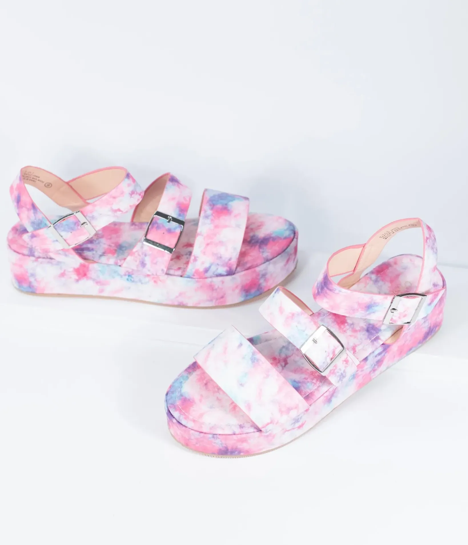 Unique Vintage Sandals|All Things Pink>Pink & Purple Tie Dye Platform Sandals