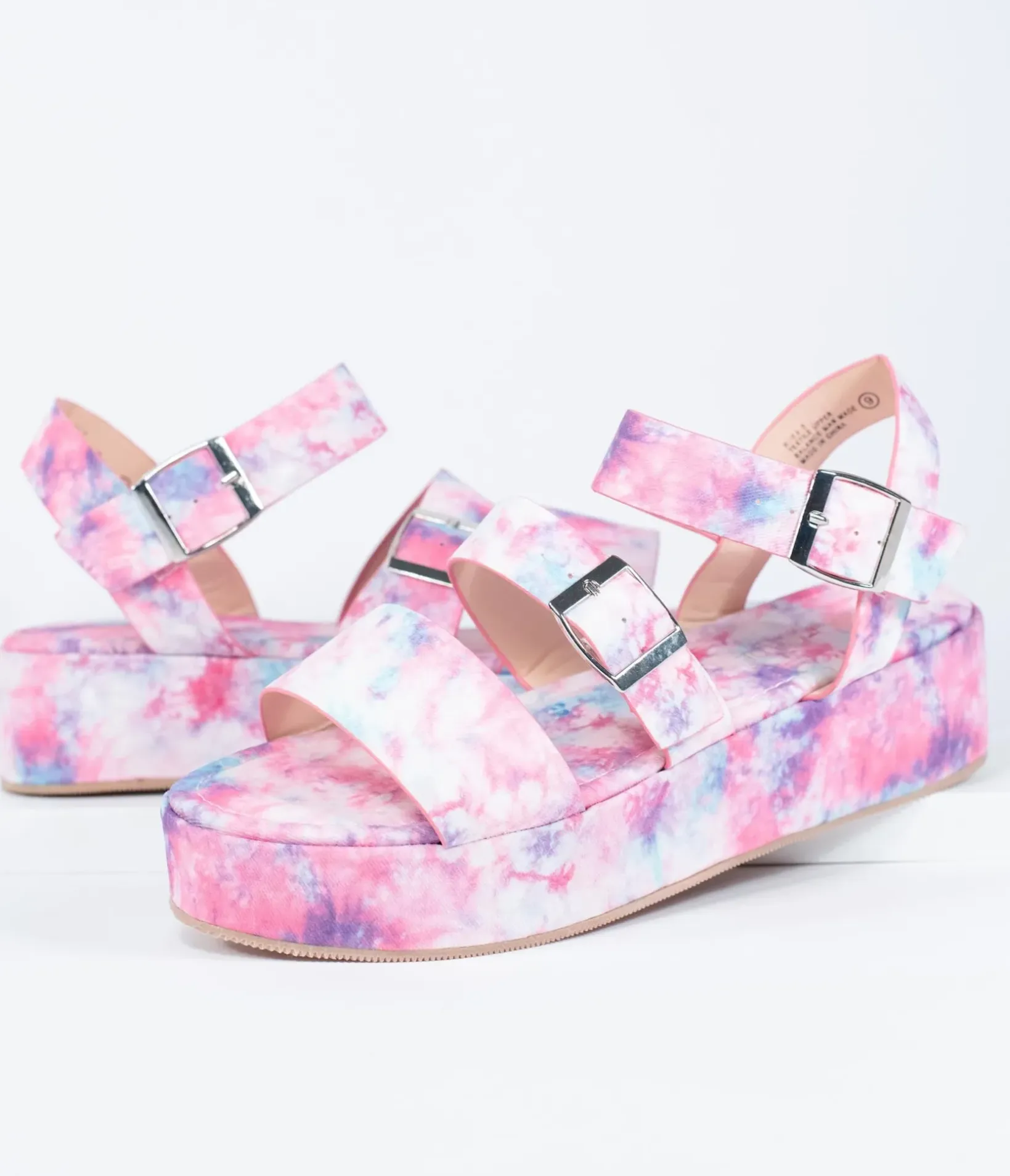 Unique Vintage Sandals|All Things Pink>Pink & Purple Tie Dye Platform Sandals