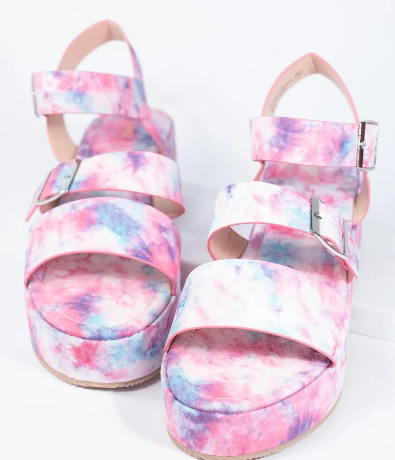 Unique Vintage Sandals|All Things Pink>Pink & Purple Tie Dye Platform Sandals