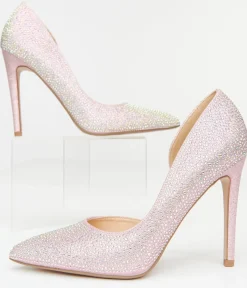 Unique Vintage Special Occasion|Heels>Pink Rhinestone Stiletto Pumps