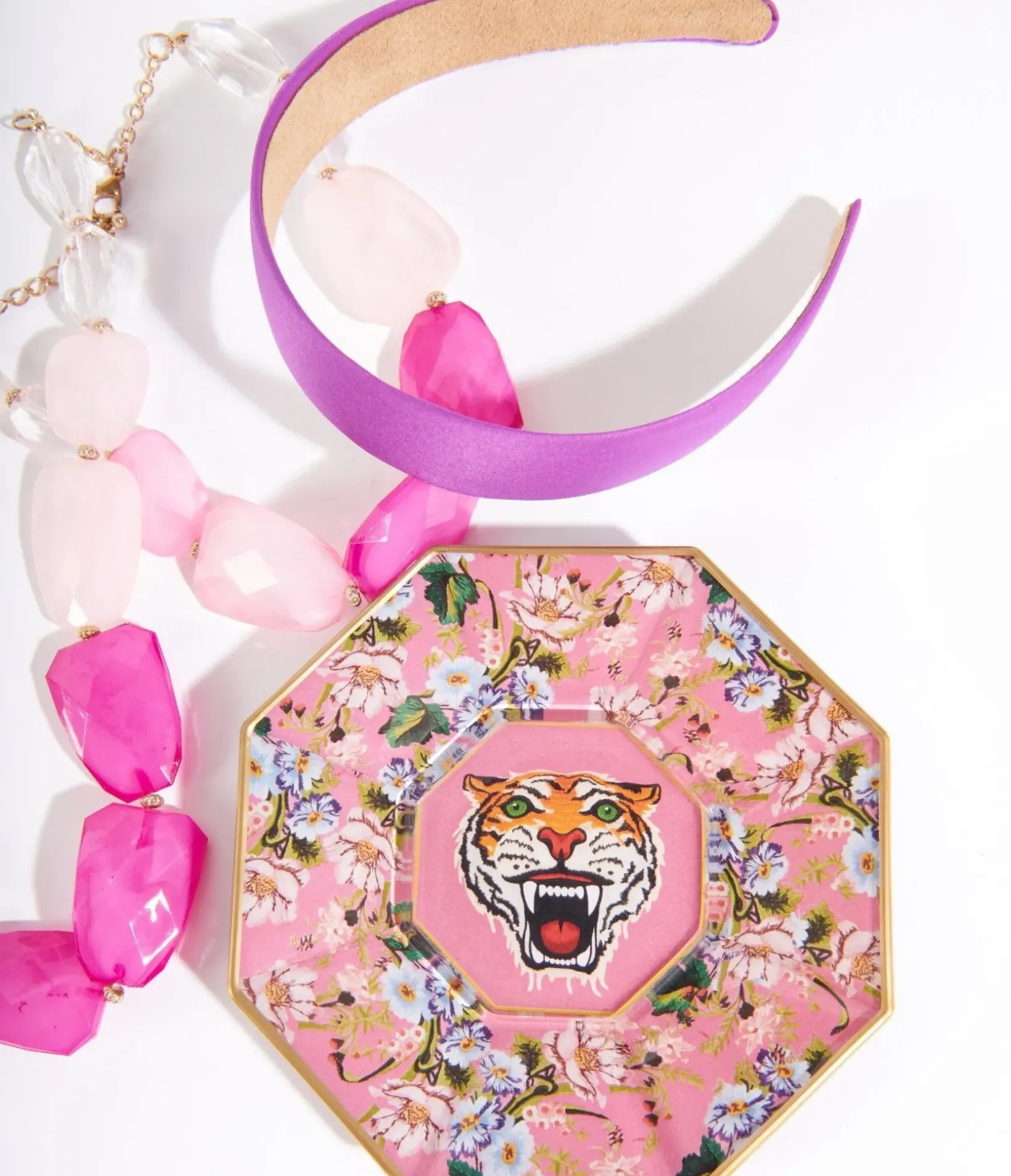 Unique Vintage All Things Pink|Gifts For The Home>Pink Tiger Decoupage Glass Plate