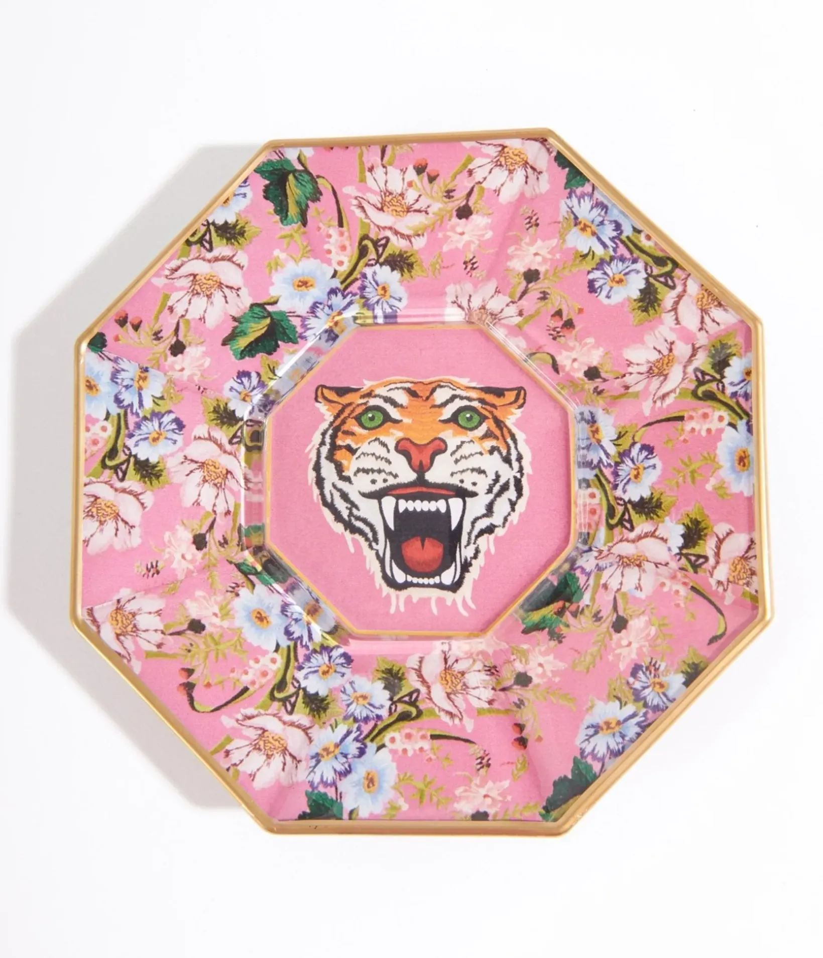 Unique Vintage All Things Pink|Gifts For The Home>Pink Tiger Decoupage Glass Plate