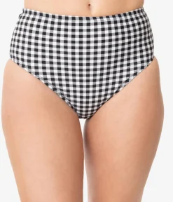 Unique Vintage Swim Bottoms|Two Piece Swim>Pin-Up Style Black & White Gingham Swim Bottom