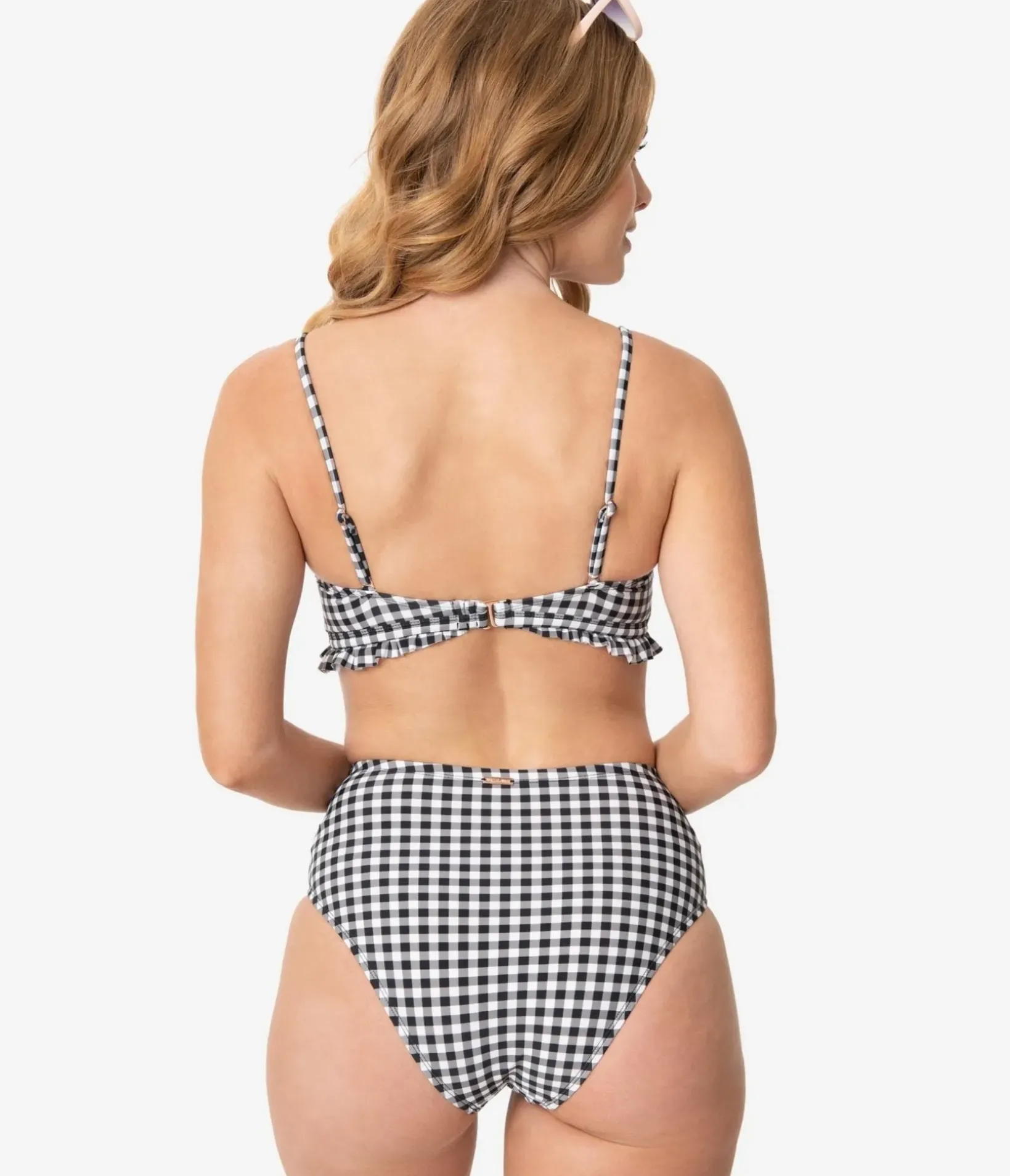Unique Vintage Swim Bottoms|Two Piece Swim>Pin-Up Style Black & White Gingham Swim Bottom