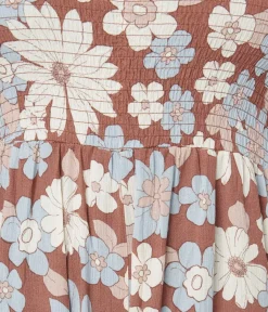 Unique Vintage Rompers & Jumpsuits|Rompers & Jumpsuits>Plus Size Brown & Muted Florals Off The Shoulder Jumpsuit