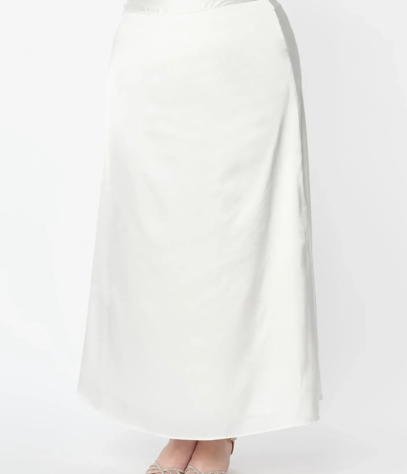 Unique Vintage Everyday Dresses>Plus Size Ivory Long Sleeve Blouse & Midi Skirt Bridal Set
