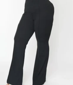 Unique Vintage Pants|Pants>Plus Size 1970s Black High Waist Pintuck Pants