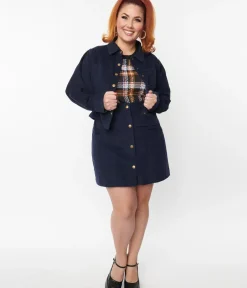 Unique Vintage Skirts|Skirts>Plus Size 1970s Navy Moxy Skirt