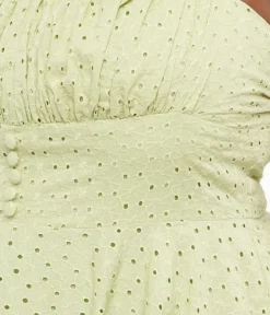 Unique Vintage Swing|Swing>Plus Size 1950s Sage Green Eyelet Cotton Valerie Dress