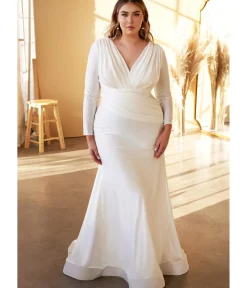 Unique Vintage Special Occasion|Prom Dresses>Plus Size White Mermaid Bridal Gown