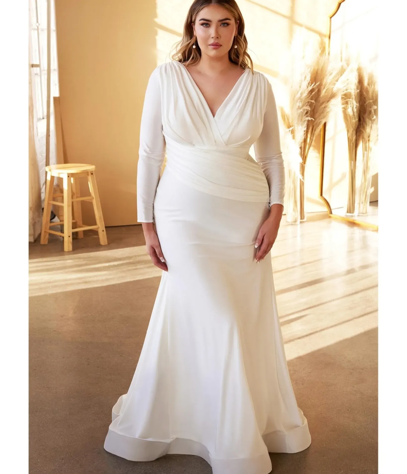 Unique Vintage Special Occasion|Prom Dresses>Plus Size White Mermaid Bridal Gown