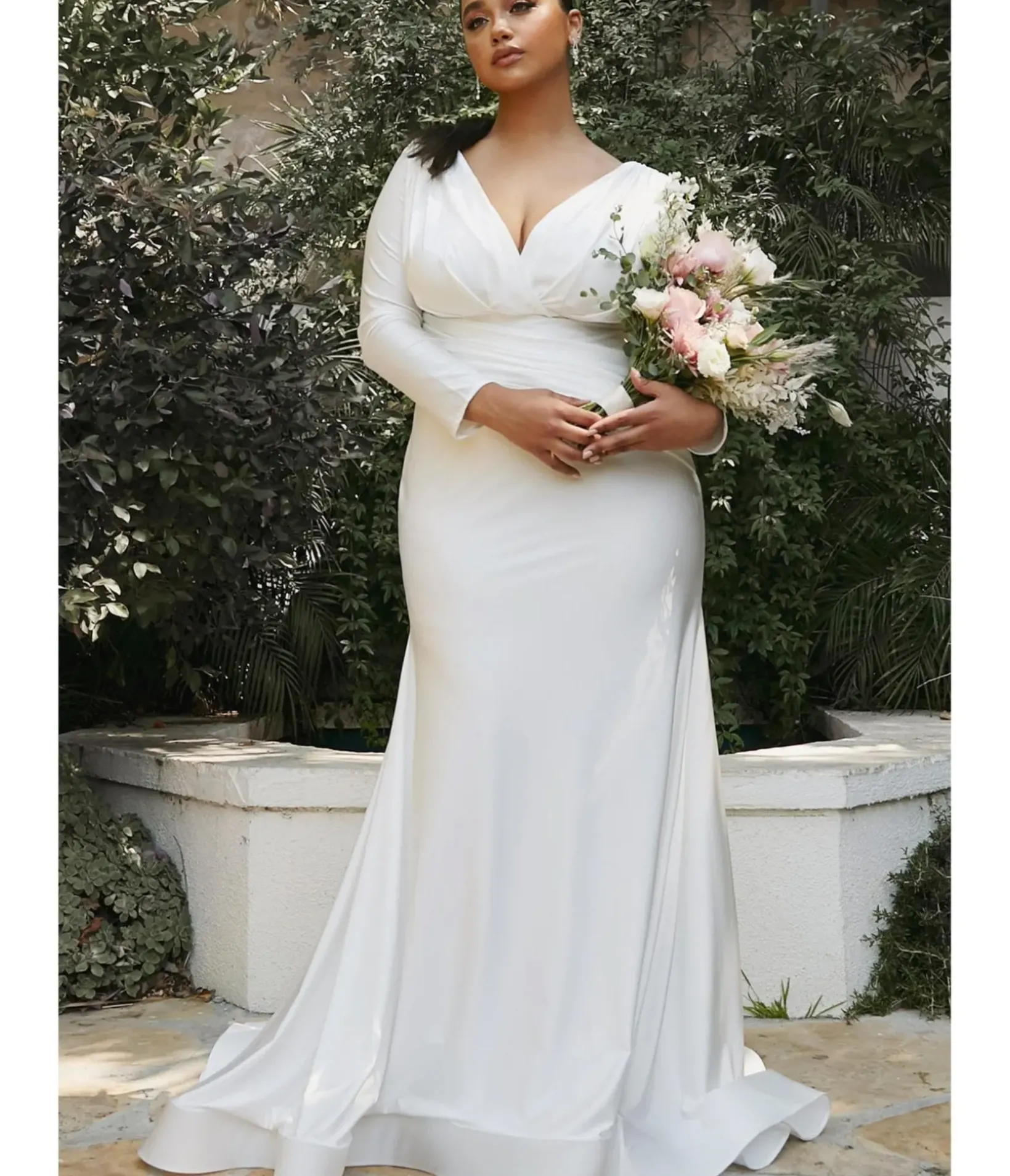 Unique Vintage Special Occasion|Prom Dresses>Plus Size White Mermaid Bridal Gown