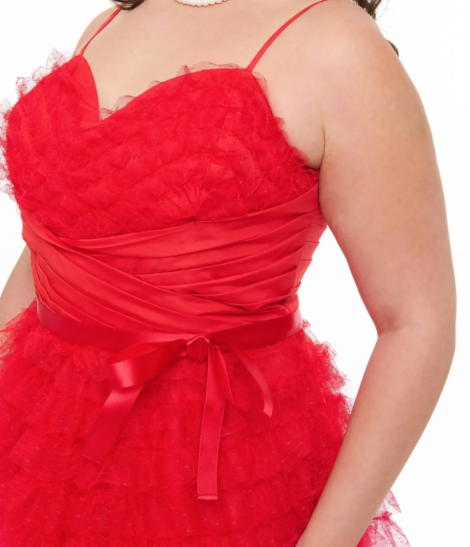 Unique Vintage Swing|Swing>Preorder- Plus Size 1950s Red & Pink Ombre Tulle Cupcake Swing Dress