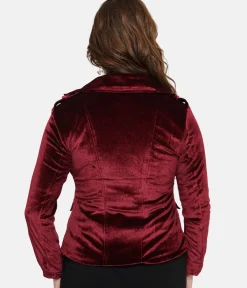 Unique Vintage Jackets|Coats & Jackets>Pretty Attitude Clothing Burgundy Velvet You Could Be Mine Moto Jacket