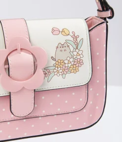 Unique Vintage All Things Pink>Pusheen x Pink & White Polka Dot Pusheen Print Handbag
